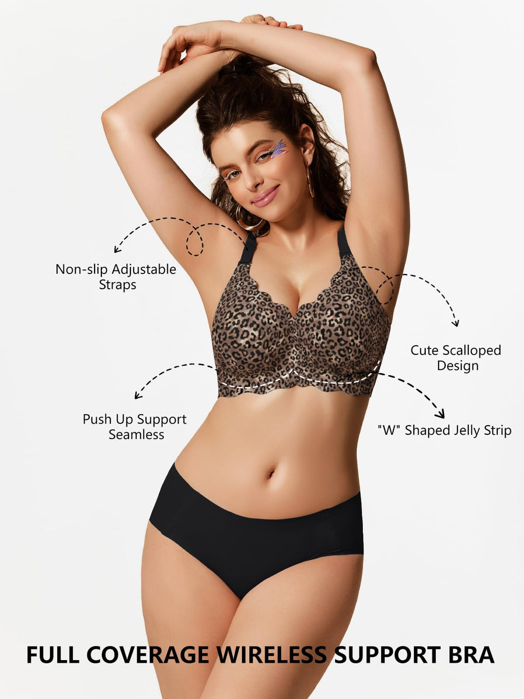 COCOMARTS Jelly Bras for Women No Underwire Scalloped Wireless Push Up Bra