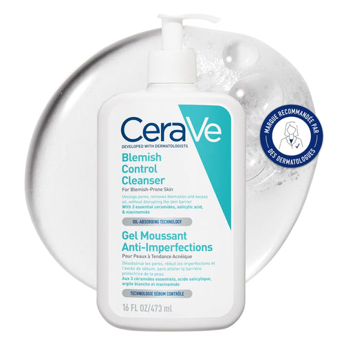 CeraVe - Gel Moussant Anti-Imperfections - Purifie la Peau en douceur et Réduit les Imperfections - Acide Salicylique, Argile Blanche, Céramides et Niacinamide - Peau à Tendance Acnéique
