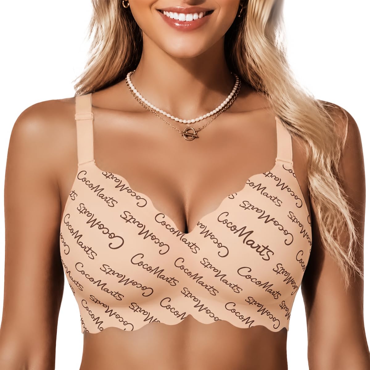 COCOMARTS Jelly Bras for Women No Underwire Scalloped Wireless Push Up Bra