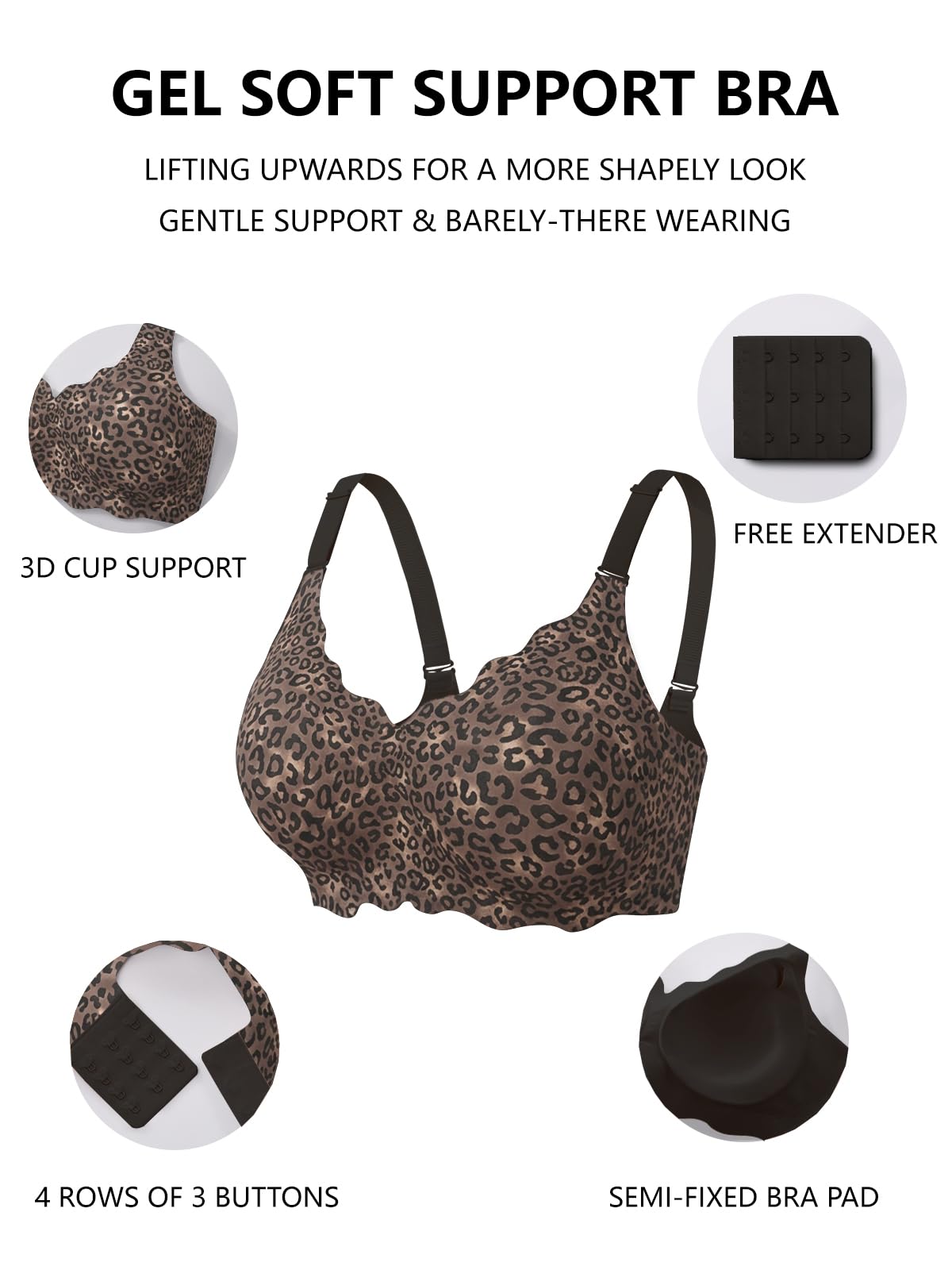 COCOMARTS Jelly Bras for Women No Underwire Scalloped Wireless Push Up Bra