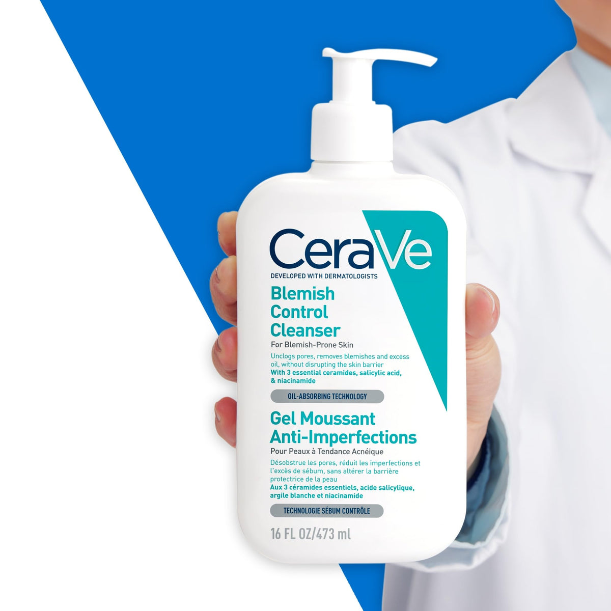 CeraVe - Gel Moussant Anti-Imperfections - Purifie la Peau en douceur et Réduit les Imperfections - Acide Salicylique, Argile Blanche, Céramides et Niacinamide - Peau à Tendance Acnéique