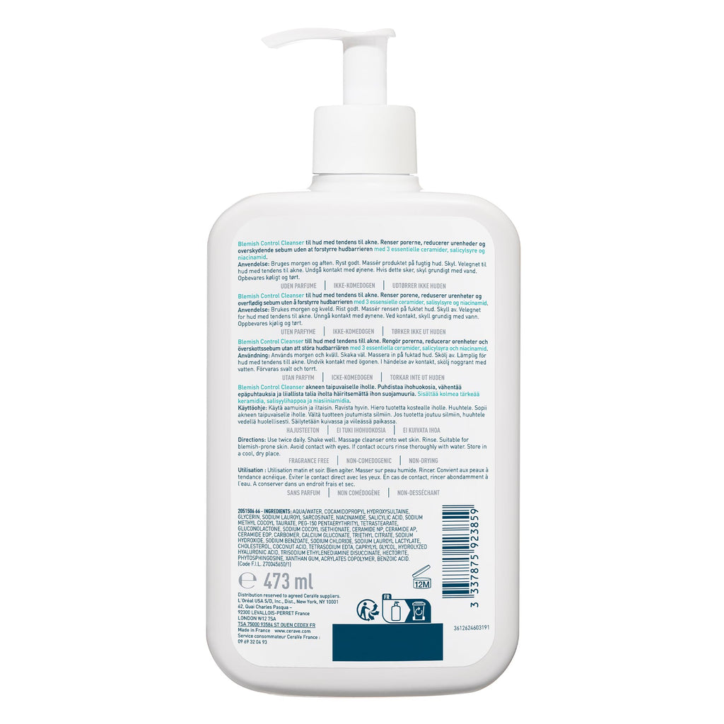 CeraVe - Gel Moussant Anti-Imperfections - Purifie la Peau en douceur et Réduit les Imperfections - Acide Salicylique, Argile Blanche, Céramides et Niacinamide - Peau à Tendance Acnéique