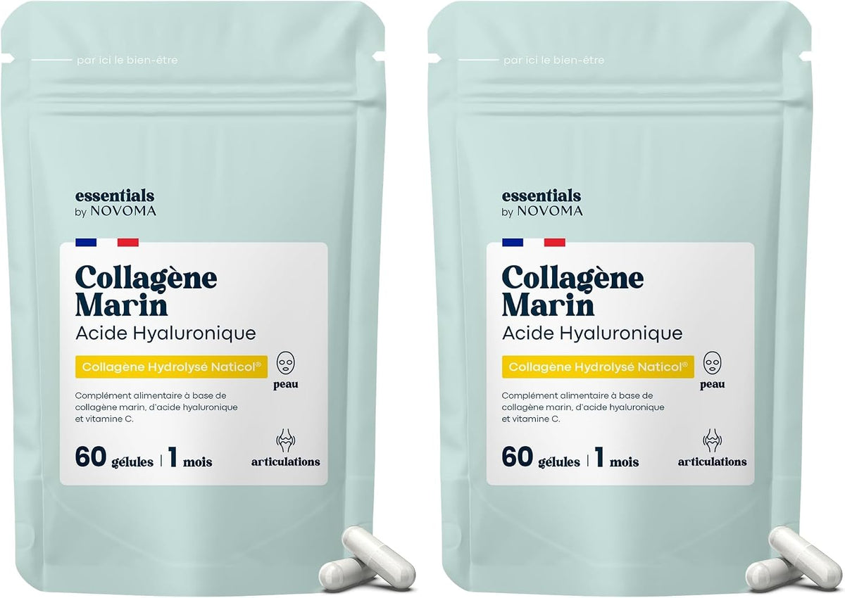 Collagene Marin + Acide Hyaluronique + Vitamine C, 120 Gélules - 2 Mois