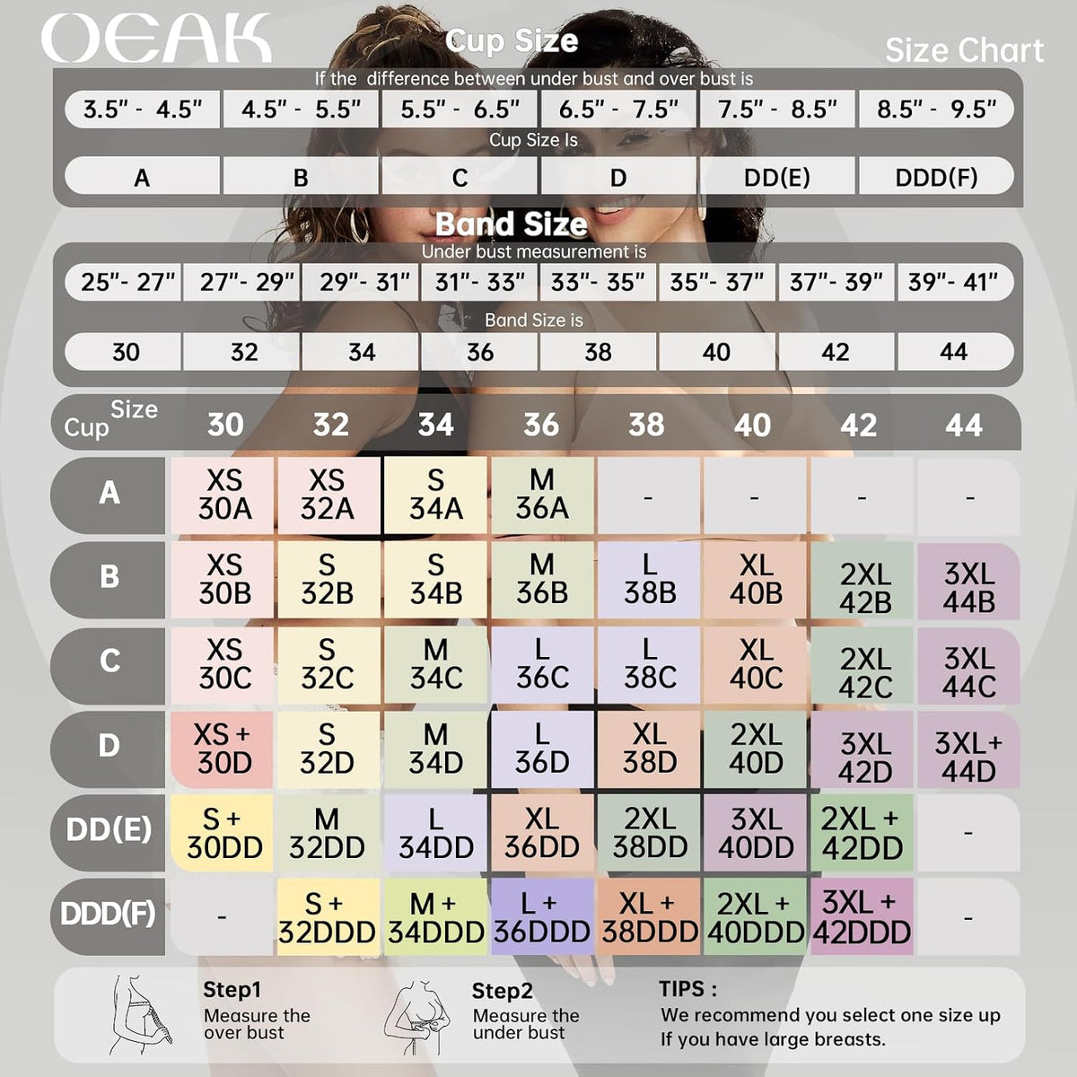 OEAK Womens Jelly Bras Wireless Deep V Comfy Push Up Tshirt Bras JAC 2XL
