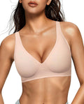 OEAK Womens Jelly Bras Wireless Deep V Comfy Push Up Tshirt Bras JAC 2XL