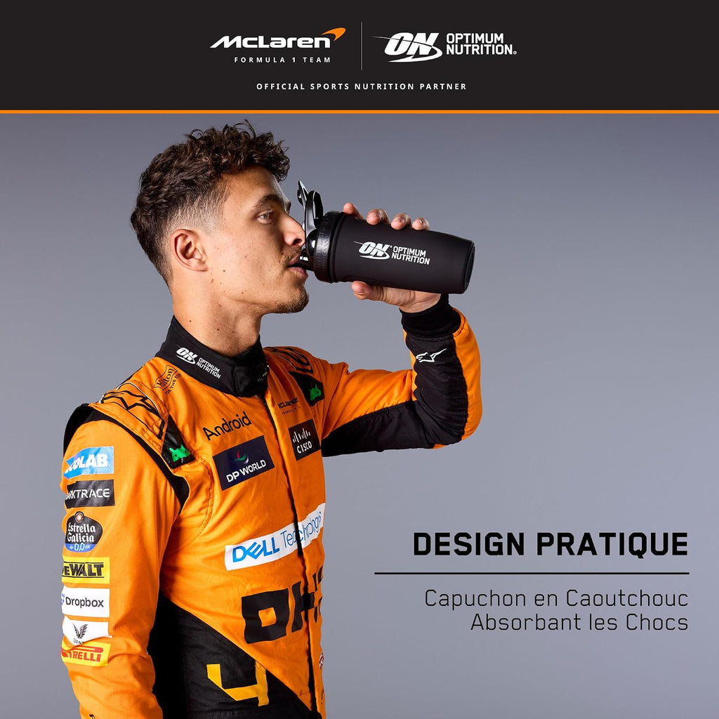 ON Shaker à Protéines en Acier Inoxydable de Qualité Alimentaire Durable, Bouteille sans BPA avec Bouchon à Rabat Antifuite, Shaker Intelligent Facile à Transporter pour Shakes Protéinés, 900 ml